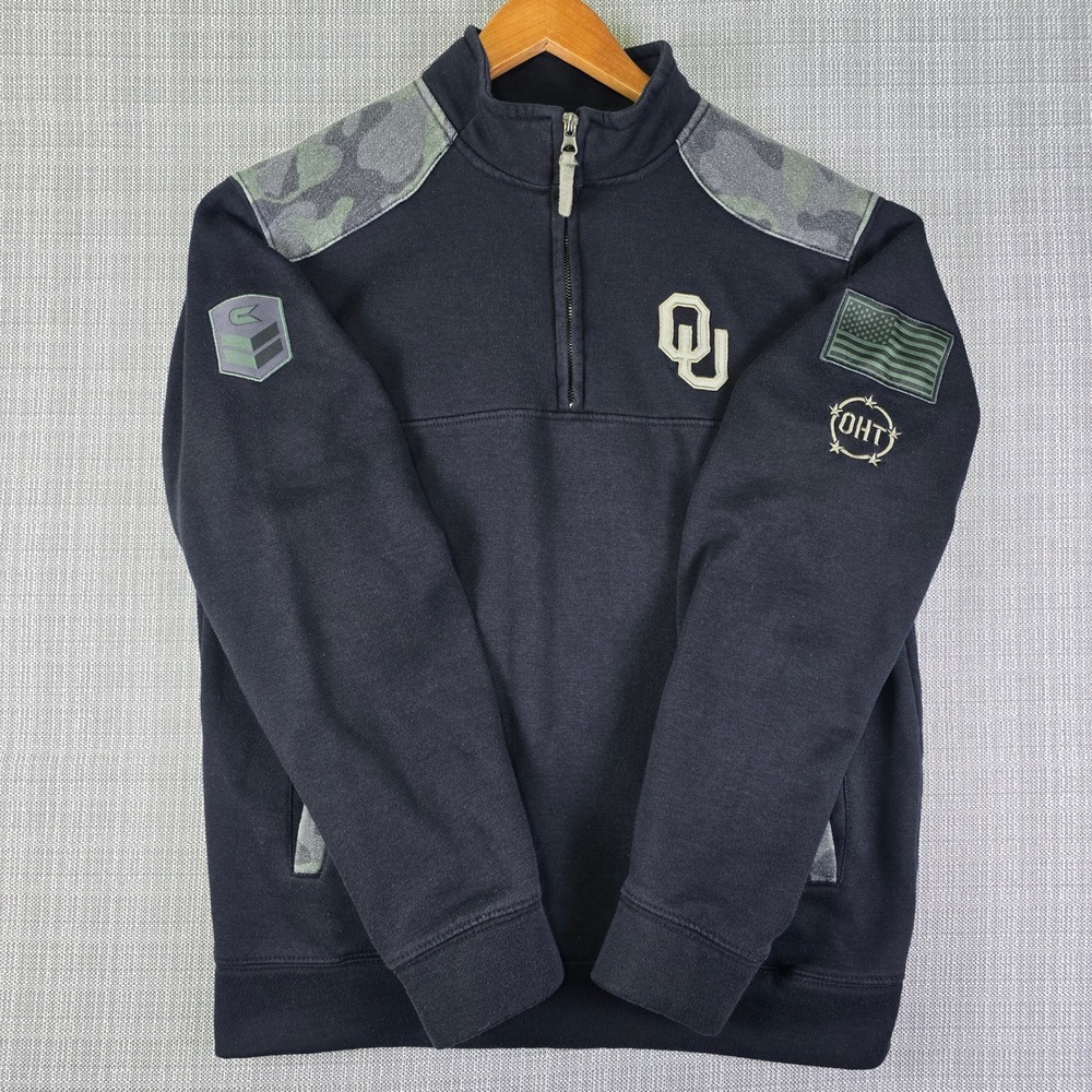 Oklahoma Sooners x Colosseum OHT Quarter Zip Pullover Mens M Camo Black Tactical - Picture 2 of 14